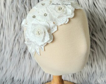 Lace Flower Girl Headband: Diamonte Boho Headband