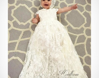 Flowers Plant Christening Lace Tutu Baby Embroidery Gown Baptism Dress with Cape