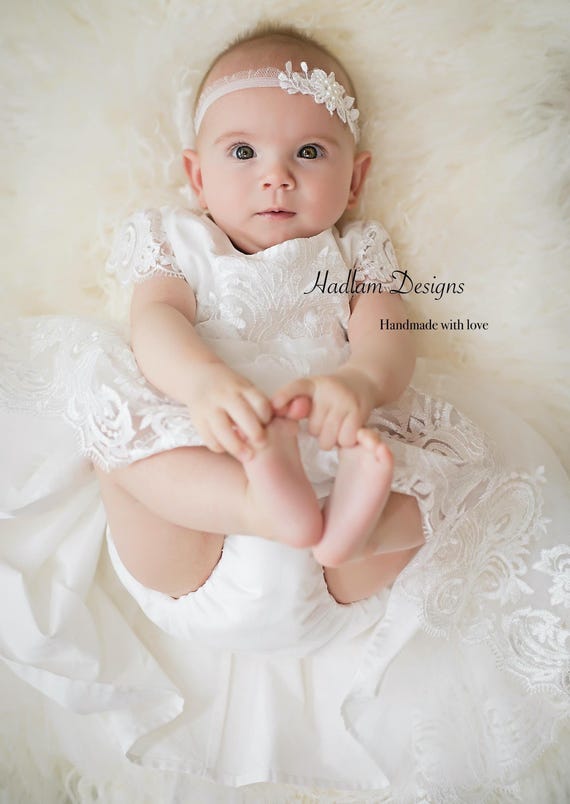 Zara mini, abito da battesimo in pizzo per bambina, abito da