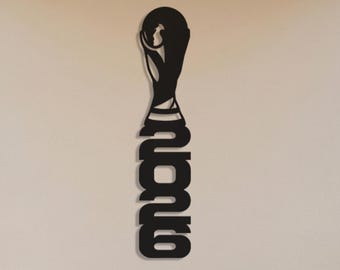 World Cup Metal Wall Art, Soccer Trophy Decor, Football Wall Sign, Sports Wall Decor, Modern Metal Art, Minimalist Football Gift Idea