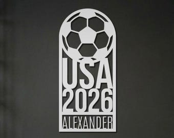 Personalized Soccer Metal Wall Art, Custom Name USA Football Sign Player Gift, Sports Room Decor, Vertical Metal Wall Hanging, New Home Gift