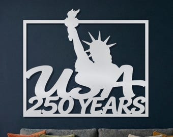 50th Years Freedom Wall Art, USA Statue of Liberty Metal Decor, USA Independence Wall Hanging, USA Anniversary Metal Wall Art Decor