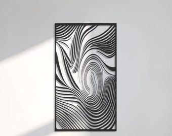 Abstract Swirl Metal Wall Art, Modern Geometric Design, Minimalist Black and White Art, Unique Wall Decor for Home , Contemporary Gift Idea