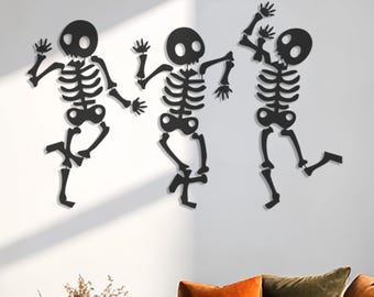 Dancing Skeletons Metal Wall Art, Funny Gothic Wall Decor, Spooky Cute Wall Sculpture, Unique Valentine Gift, Home Bar Office Decor