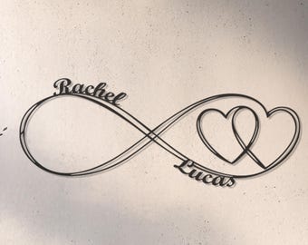 Personalized Infinity Monogram Metal Wall Art, Custom Couples Decor, Elegant Name Wall Art, Infinity Love Design, Wedding Anniversary Gift