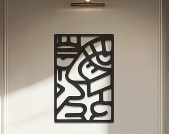 Abstract Face Metal Wall Art, Modern Geometric Design, Black and White Wall Decor, Contemporary Minimalist Art for Home, Unique Gift Idea