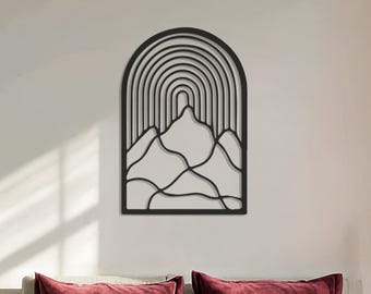 Abstract Geometric Metal Wall Art, Minimalist Line Art Decor, Modern Wall Sculpture, Valentine Gift for Her, Home Office Wall Decor