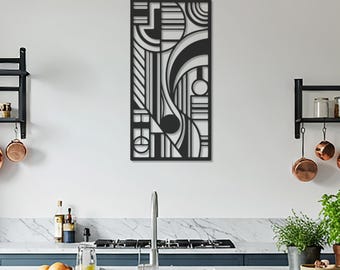Abstract Geometric Metal Wall Art – Modern Minimal Line Art Decor, Contemporary Metal Sculpture for Home & Office, Unique Gift Idea