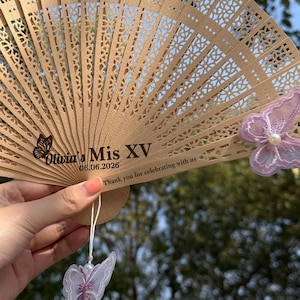 Bulk Quinceañera Fan Favors, Custom Wooden Folding Fans, Personalized Outdoor Mis Quince Keepsakes