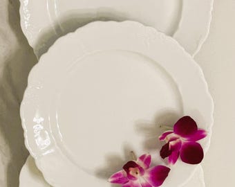 Antique O&EG Royal Austria Embossed Porcelain Plates (Set of 3) – c.1900 Scalloped Rim