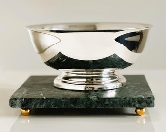 Bol con pie de plata Sheridan Vintage, plato central de Taunton Silversmiths EP