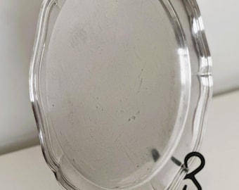 Vintage SIGG Switzerland 13" Silver Plated Serving Platter, Scalloped Round Tray, Mid Century Swiss Tableware, Cottagecore