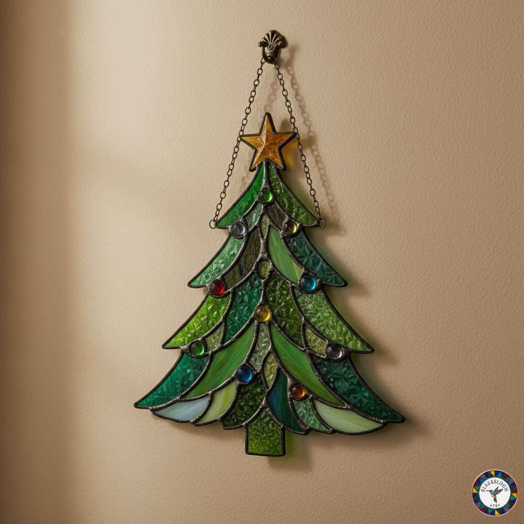 Christmas Tree Stained Glass Pattern – Holiday Window Decor, Festive ...