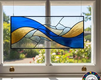 Modern Abstract Stained Glass Pattern Geometric Suncatcher Template Digital Download SVG PDF Craft