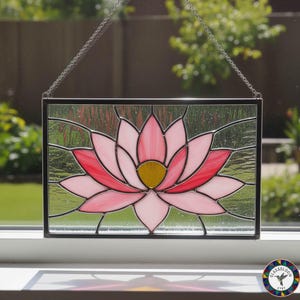 Stained Glass Lotus Pattern • Lotus Flower Suncatcher Template • Spiritual Floral Design
