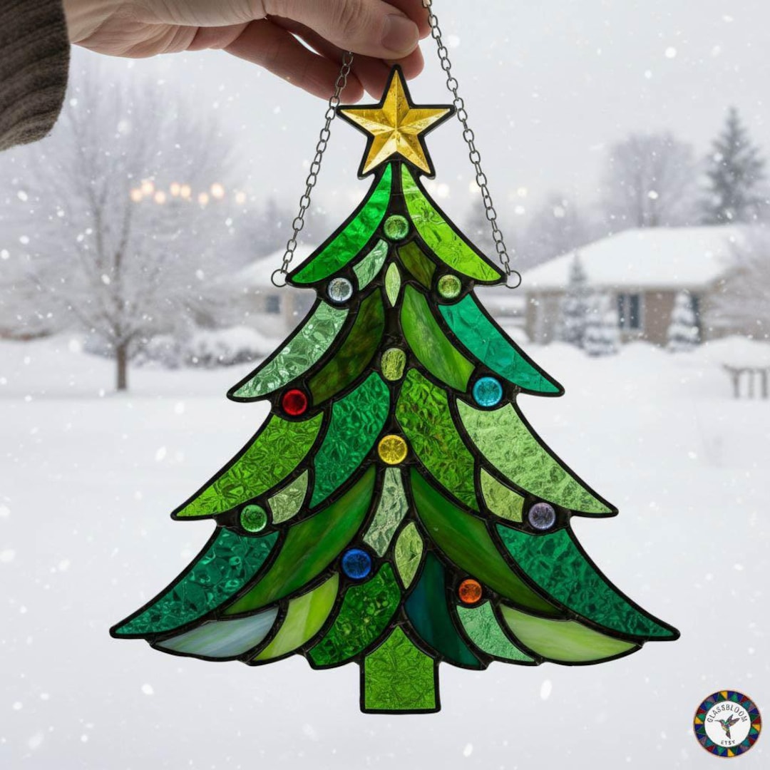 Christmas Tree Stained Glass Pattern – Holiday Window Decor, Festive ...