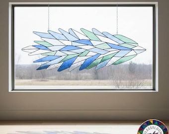 Abstract Stained Glass Pattern Modern Geometric Suncatcher Template Minimalist Home Decor Digital SVG PDF