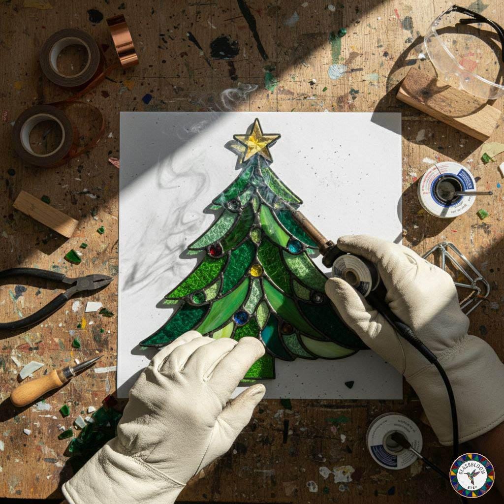 Christmas Tree Stained Glass Pattern – Holiday Window Decor, Festive ...