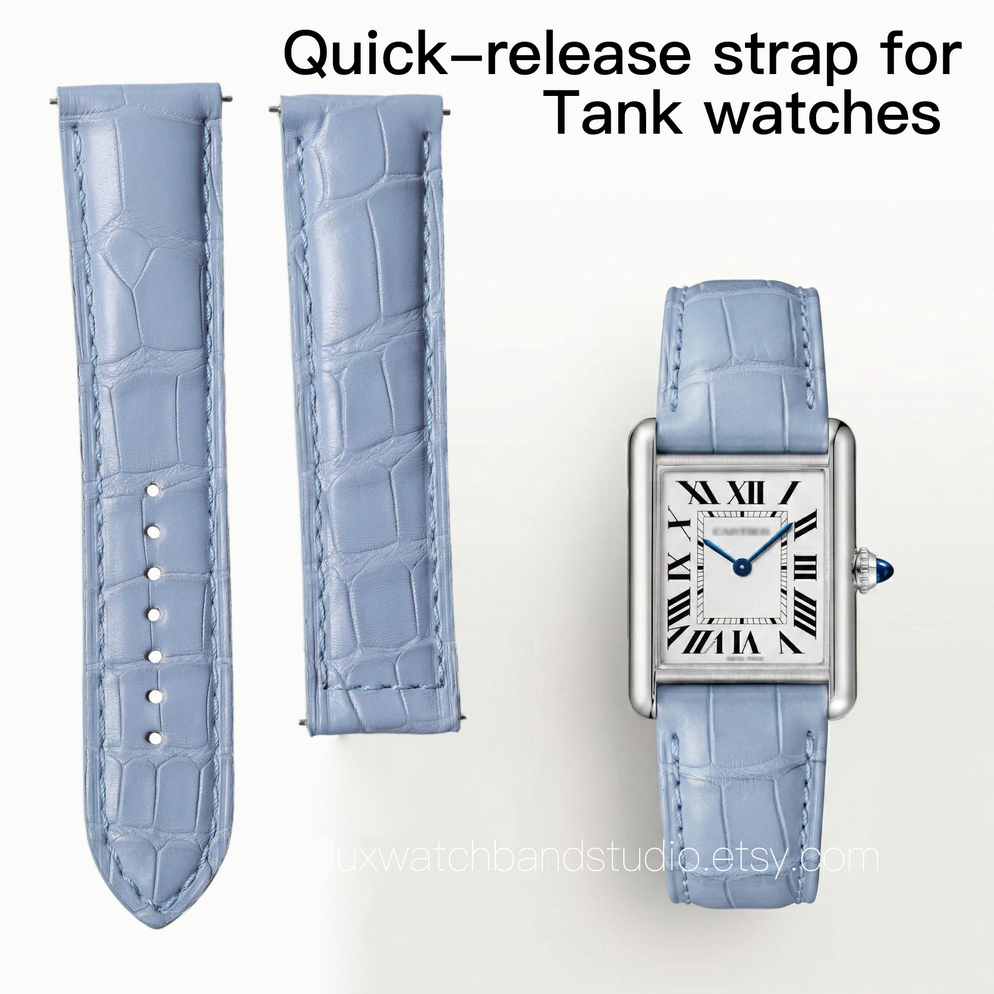 Quick-release Strap for Cartier Tank Must, Handmade Custom Leather