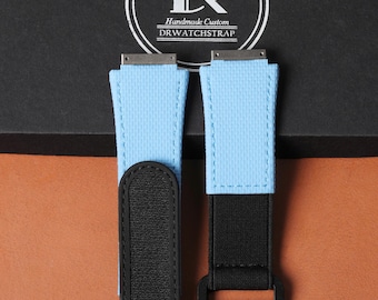 Custom Rubber hook and loop Strap, Multiple Colors, Any Size Made-to-Order, Fits RM-Style Timepieces