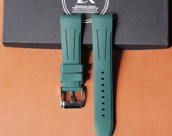 Rubber Watch Strap for Omega, Rolex, and more: 20mm Curved End Waterproof Replacement Band