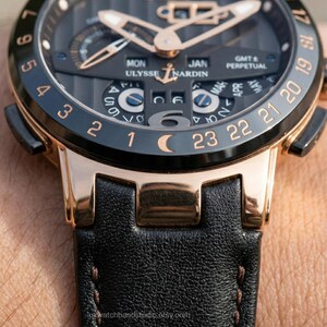 Band voor Ulysse Nardin El Toro/Executive, handgemaakte vervangende horlogeband van kalfsnerfleer afbeelding 2