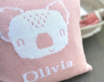 Personalised Koala Pillow, Koala cushion, Animal nursery decor, baby pillow, kids pillow, children name cushion