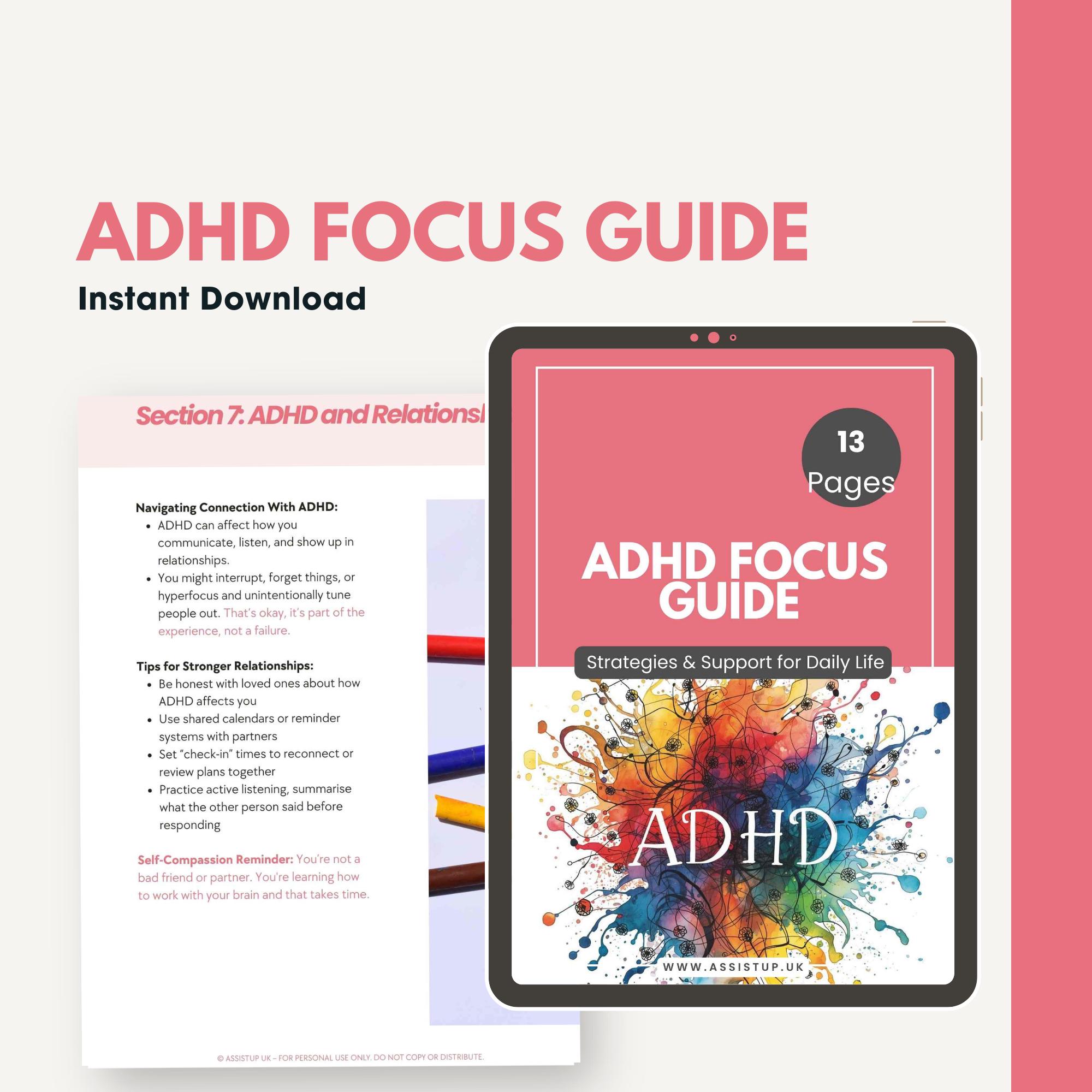 ADHD Focus Guide | Printable Toolkit for Focus and Organisation ...