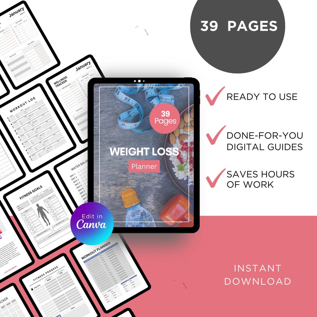 Weight Loss Planner – 12-week Printable Fitness and Diet Journal ...