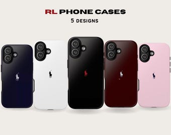 Custodia per telefono in stile polo minimalista – Custodia con logo RL-Pony classico – Cover per telefono minimalista preppy – Per iPhone, Samsung e Pixel — 5 colori
