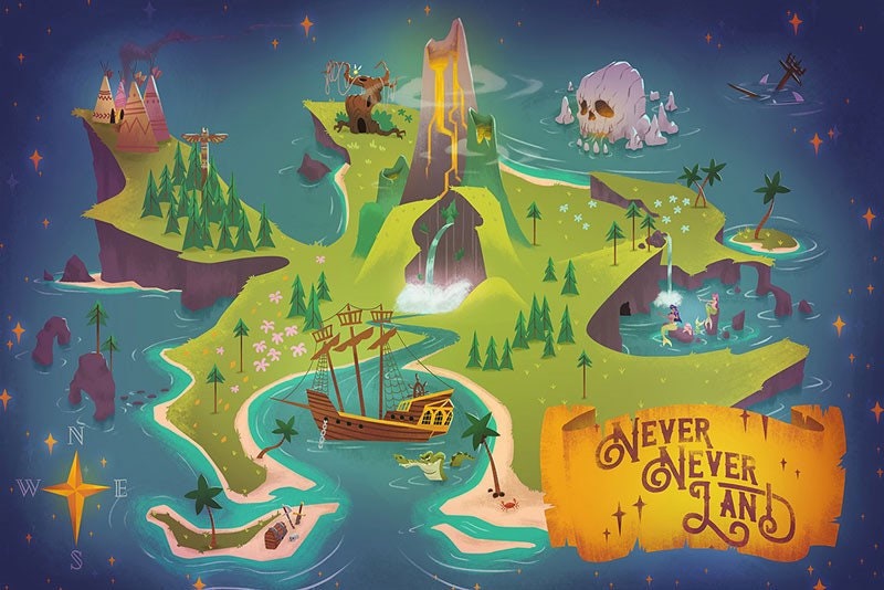 Never Never Land Map Neverland Map Print | Etsy