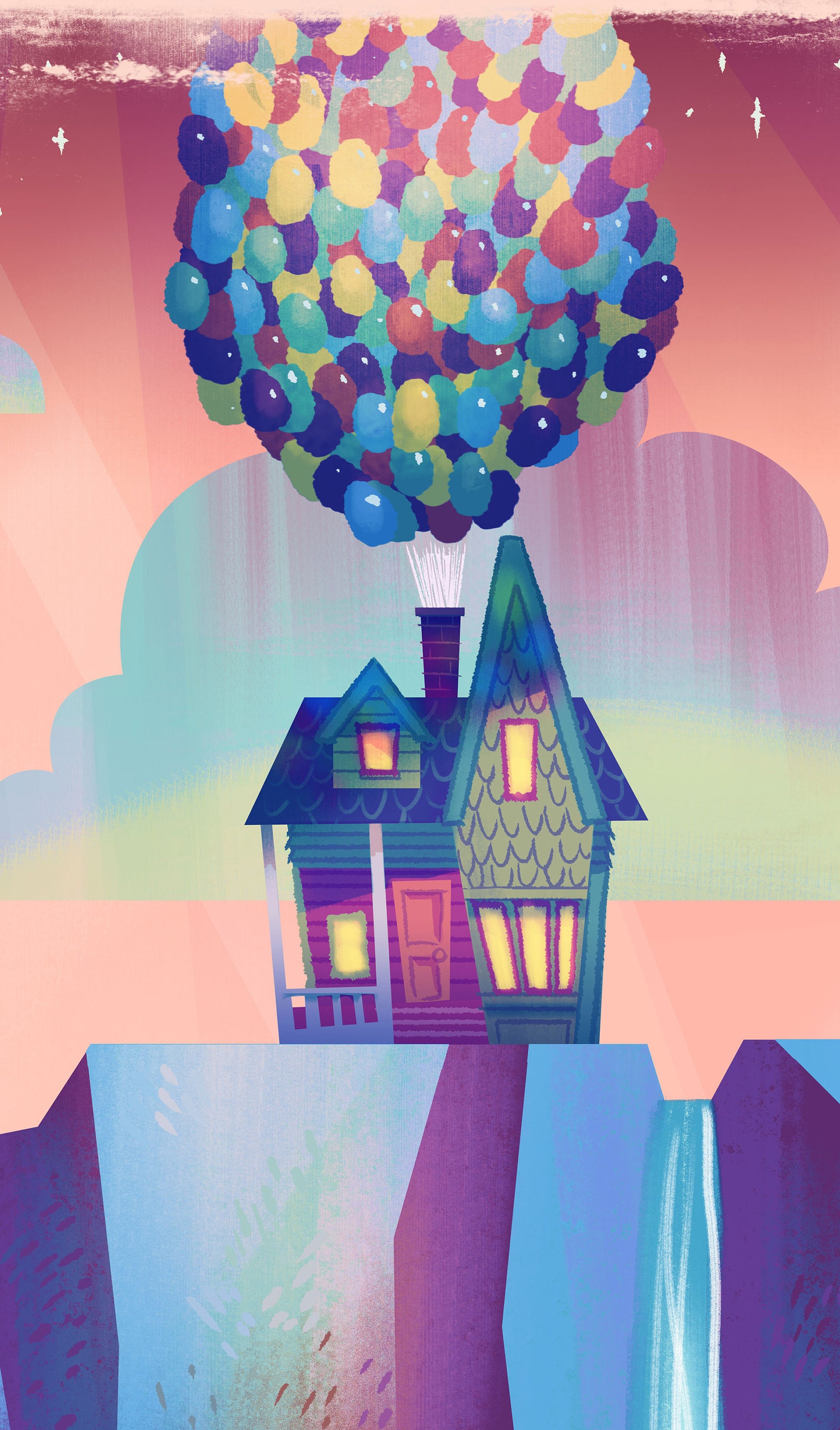 UP House Paradise Falls Original Canvas Print Etsy