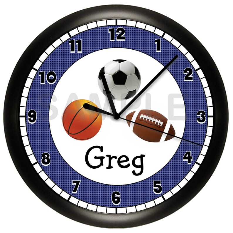 Personalized SPORTS WALL CLOCK Football Basketball Soccer Etsy