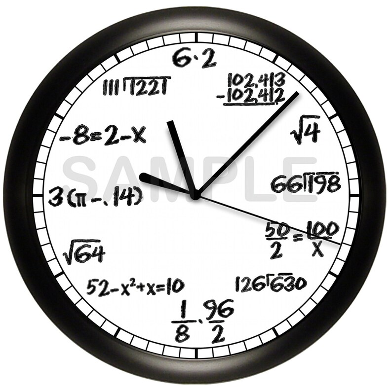 Math Chalkboard Wall Clock Mathematics Teacher 10 Etsy