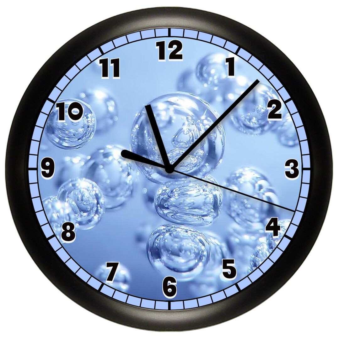 BUBBLES Wall Clock Bathroom Decor Etsy