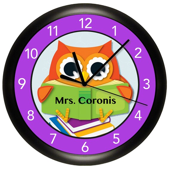 Colorful Owl Teacher Classroom Wall Clock 10 Diameter - Colorful Owl Wall Clocks Colorful Owl Teacher Classroom Wall Clock 10 Diameter - Colorful Owl Wall Clocks