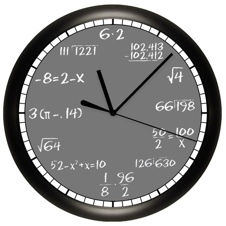Math Chalkboard Wall Clock Mathematics Teacher 10 Etsy