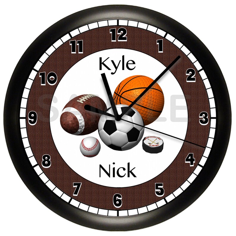 Personalized SPORTS WALL CLOCK Football Basketball Soccer Etsy
