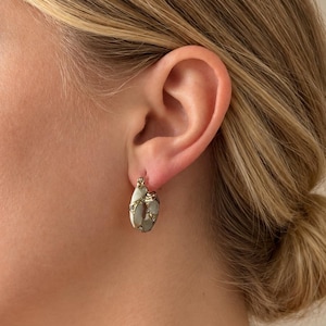 Heart Pattern Hoop Earrings in Black, White or Burgundy with Gold-Tone Details