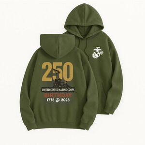 USMC Bulldog Hoodie - 100% Cotton Pullover Hooded Sweatshirt, 2XL Size, Machine Washable - View #2