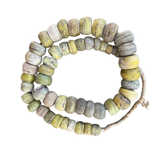 Choice of Colors: Strands of Antique Blue, Green and Yellow Glass Hebron Beads, Sudan - Rita Okrent Collection (AT0600)