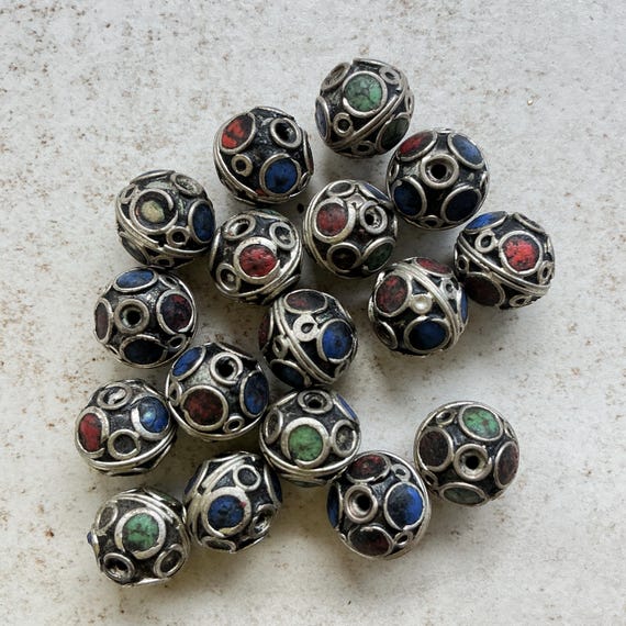Colorful Enameled Metal Eye Beads, Morocco Rita Okrent