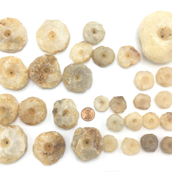 Neolithic Lemon Quartz Citrine Stone Beads from the Sahara, Multiple Sizes - Rita Okrent Collection (S422)