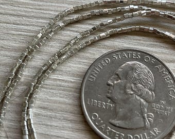 Long Strands of Tiny Square Sterling Silver Beads from the Thai Karen Hill Tribe - Rita Okrent Collection (NP108)