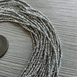 Long Strands of Very Tiny Flat Square Sterling Silver Beads from the Thai Karen Hill Tribe - Rita Okrent Collection (NP108b) image 3