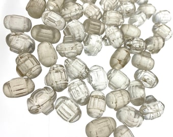 Bohemian Clear Molded Glass Barrel Bead Holari Pendants from the African Trade -  Rita Okrent Collection (ANT309)
