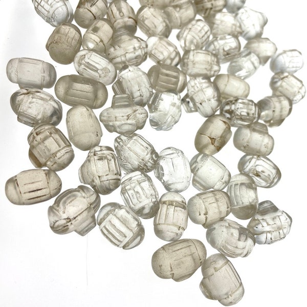 Bohemian Clear Molded Glass Barrel Bead Holari Pendants from the African Trade -  Rita Okrent Collection (ANT309)