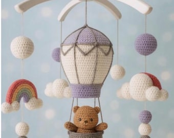 Crochet pattern Baby mobile hot air balloon