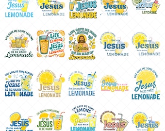 Life Gave Me Lemons But Jesus Makes Lemonade PNG, Christian Quote Digital Download, Religious Faith Bible Verse Sublimation Design