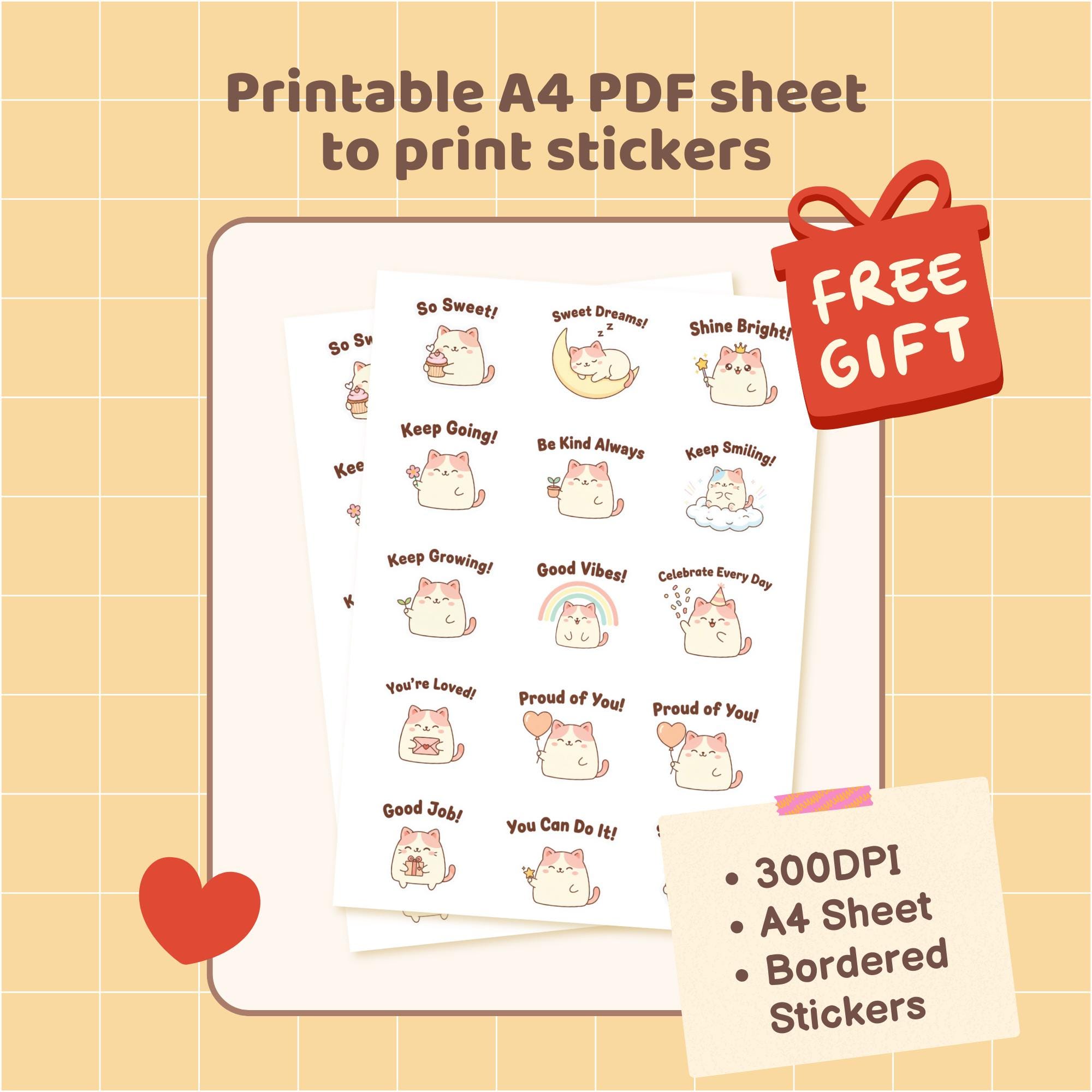 Cute Kawaii Cat Motivational Digital Stickers Goodnotes Sticker Pack ...